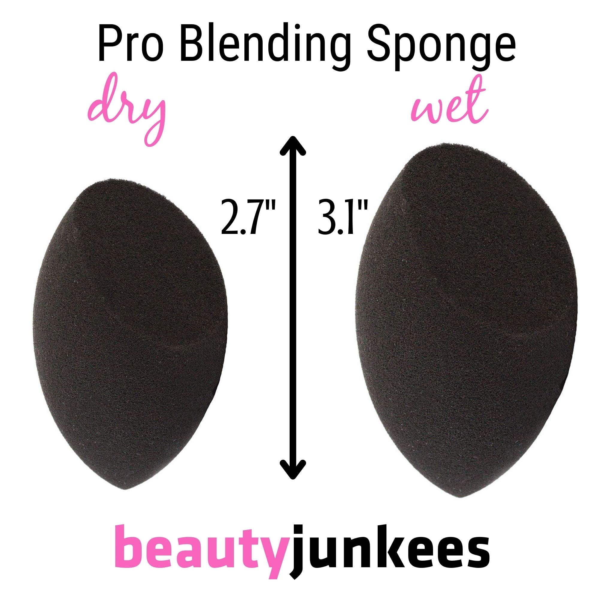 Beauty Junkees Makeup Sponge Blender - Latex-Free Black Contour Sponge for Liquid, Cream & Powder Foundation - Wet & Dry Cosmetic Blender for Flawless Makeup Application - Perfect for Everyday Use & Professional Makeup Artists