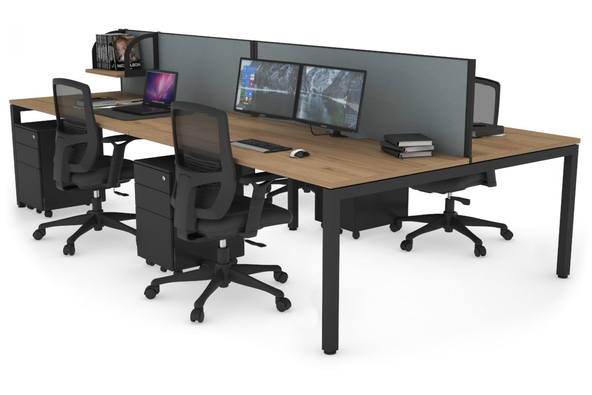 4-Person Office Workstation with Quadro Square Legs - 1800L x 800W Desk with Cable Management Scallop | Perfect for Collaborative Workspaces & Open Office Environments