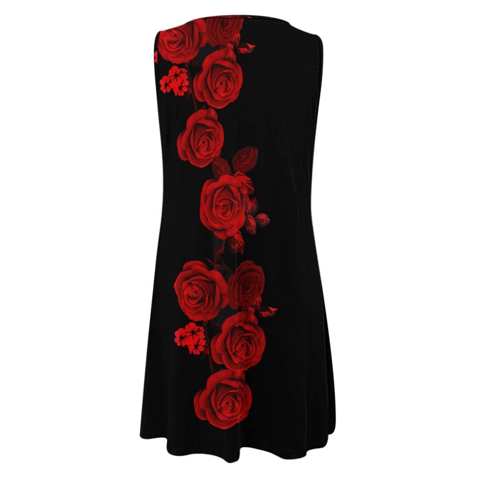 Women's Summer Dresses 2023 - Floral Printed Sleeveless Tank Dress with Hollow Out Design, Casual Beachwear for Vacation & Outdoor Parties (Sizes S-2XL)