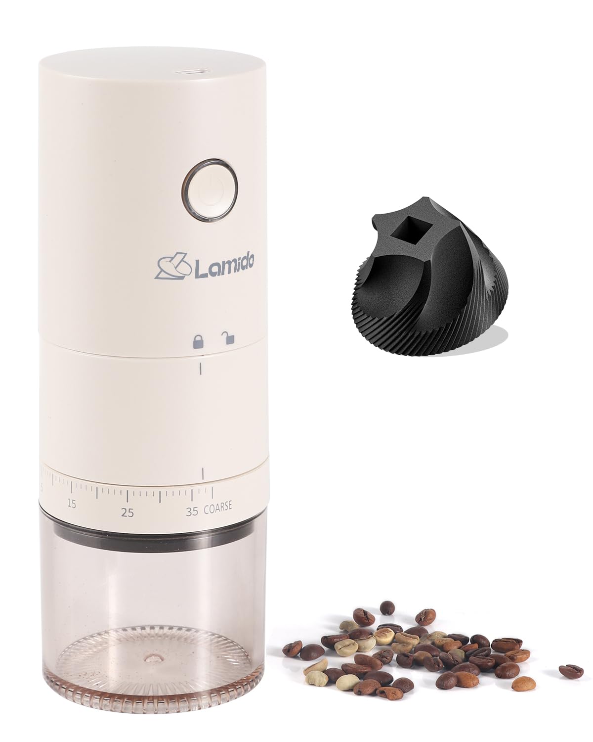 Premium Portable Electric Coffee Grinder with Ceramic Burr - 38 Adjustable Grind Settings, USB-C Rechargeable, Auto-Stop Function | Perfect for Espresso, French Press, Pour Over & Cold Brew | Ideal for Home, Office & Travel Use