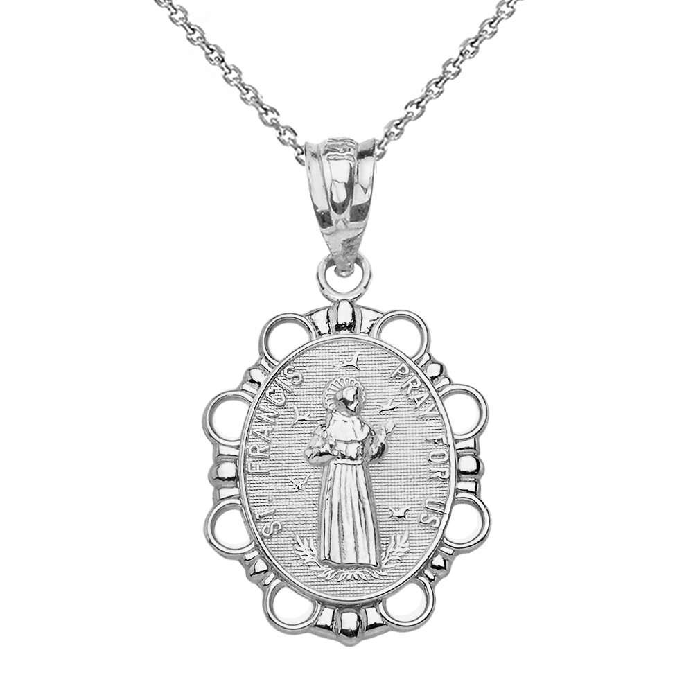 St. Francis of Assisi Sterling Silver Oval Charm Necklace - Religious Jewelry for Prayer & Devotion | Perfect for Gifts, Baptisms & Spiritual Protection