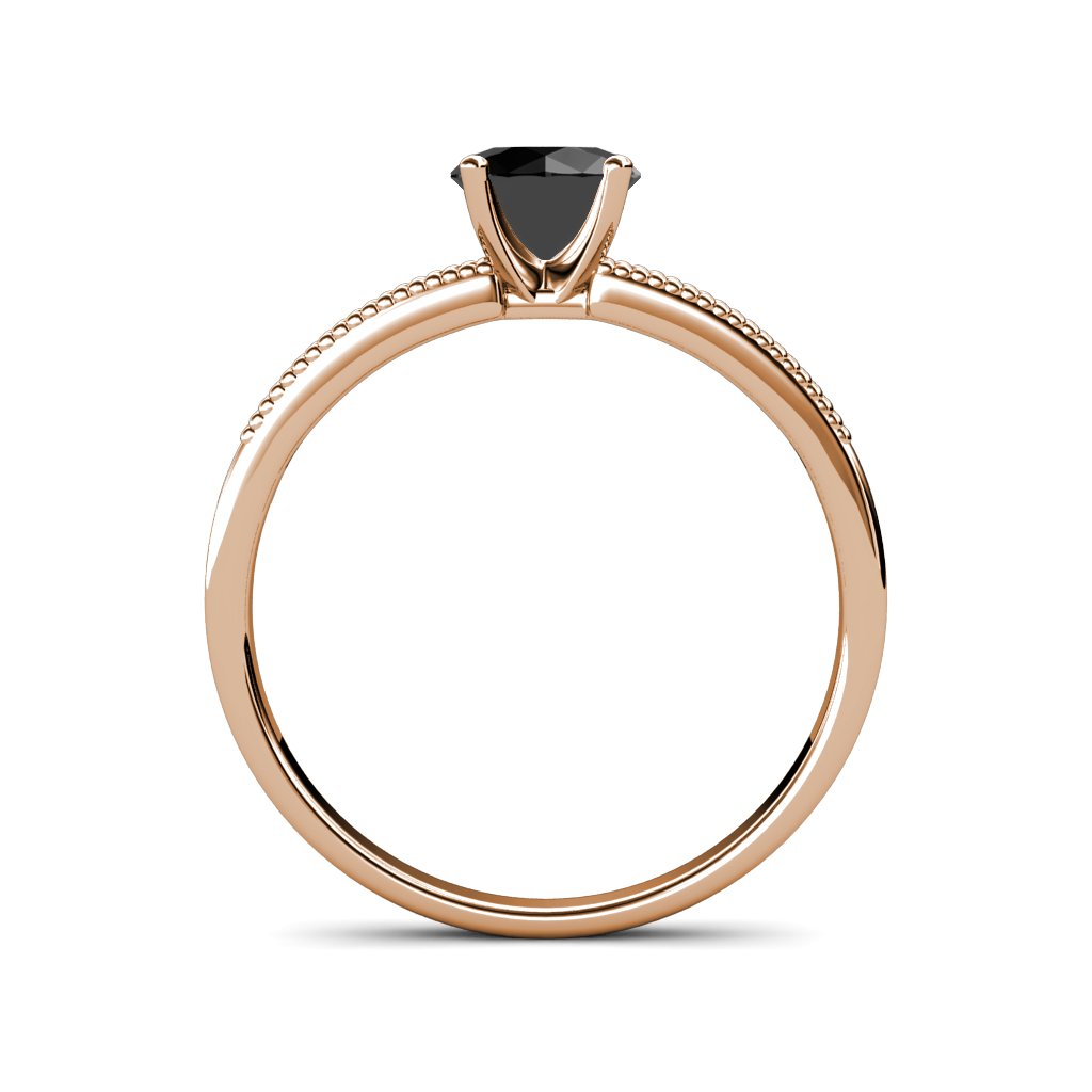 14K Gold Black Diamond & Natural Diamond Engagement Ring 1.30 ctw with Milgrain Detailing - Perfect for Proposals, Anniversaries & Romantic Occasions