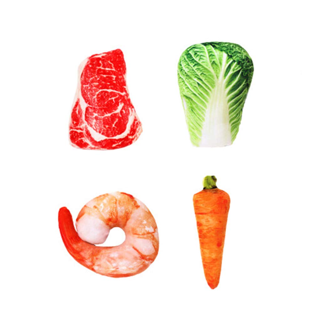 Balacoo 4pcs Dog Chew Toys - Shrimp, Carrot, Cabbage & Beef Flavored Canvas Bite Toys for Puppy Teething, Dental Care & Playtime | Durable Pet Supplies for Small & Medium Dogs - Perfect for Indoor Play, Training Rewards & Anxiety Relief