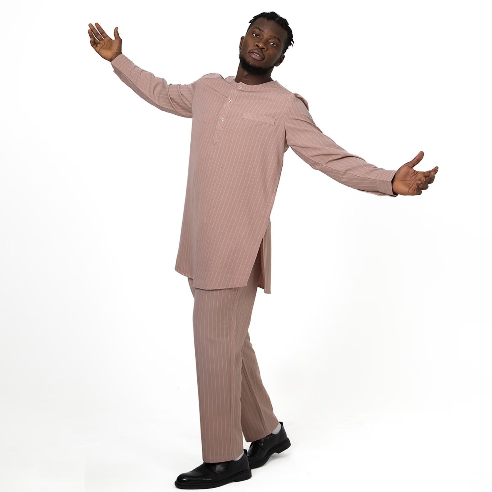 African Men's Suit - Traditional Stripe Blazer & Pants 2-Piece Set | Business Formal Attire for Wedding, Party & Evening Events | Perfect for Cultural Celebrations, Office Wear & Special Occasions