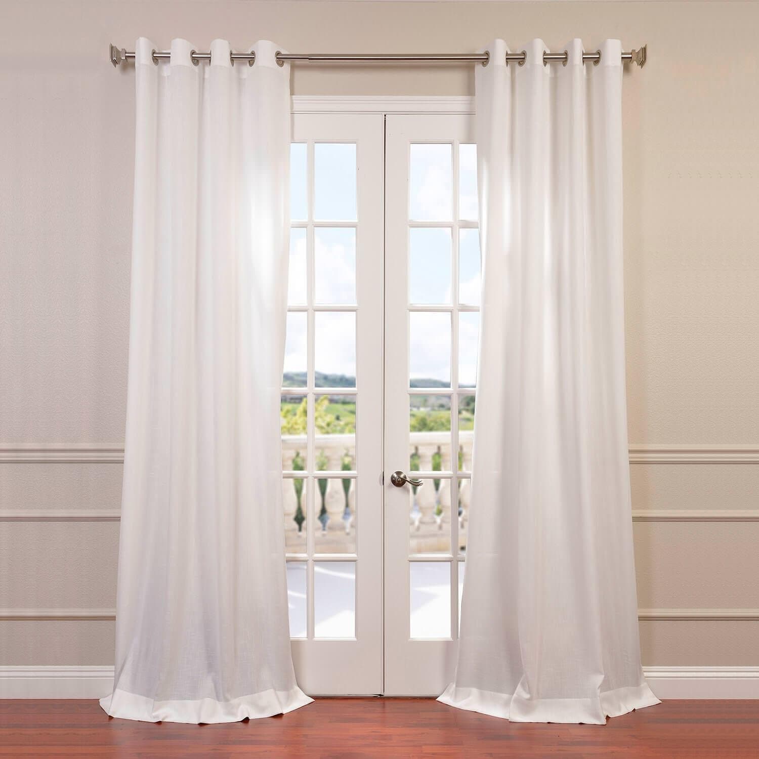 Cloud Grommet Faux Linen Curtains - Light Filtering Window Drapes for Living Room & Bedroom - Elegant Home Decor