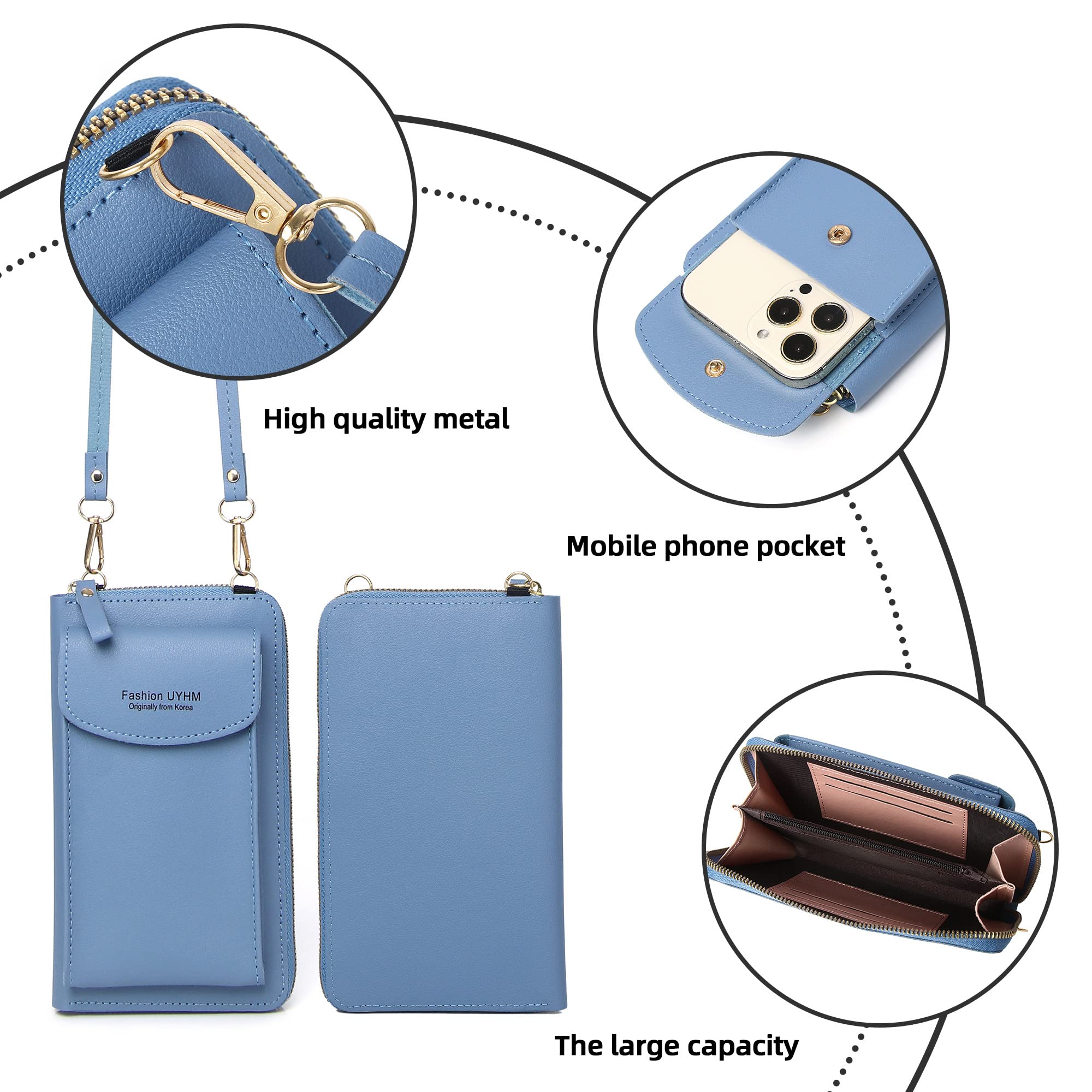 RFID Blocking Crossbody Phone Purse for Women - Blue, Perfect for Travel & Shopping