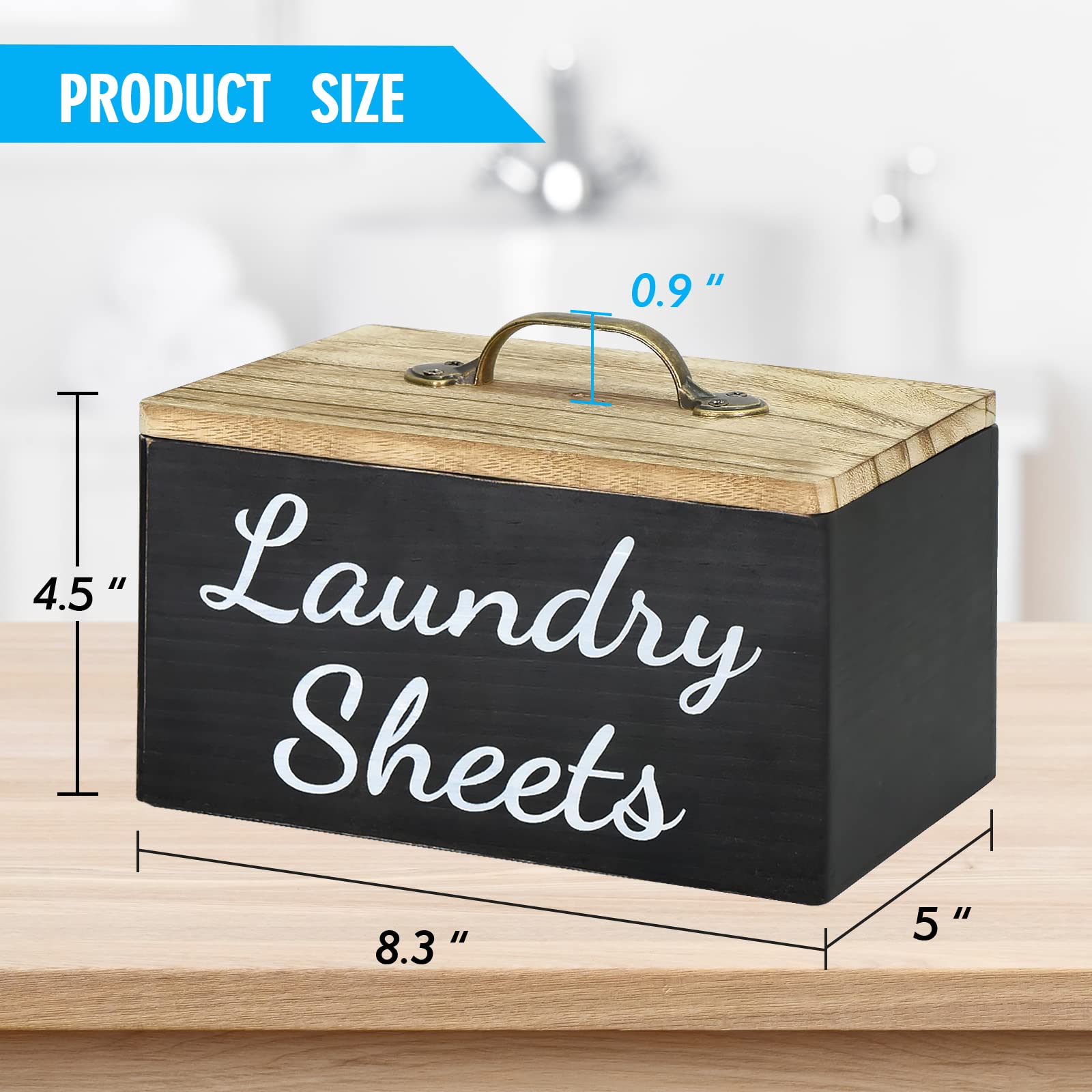 Wooden Dryer Sheet Dispenser with Lid - Fabric Softener & Detergent Holder for Laundry Room Organization | Storage Container for Dryer Sheets | Perfect for Laundry Room Decor & Home Organization