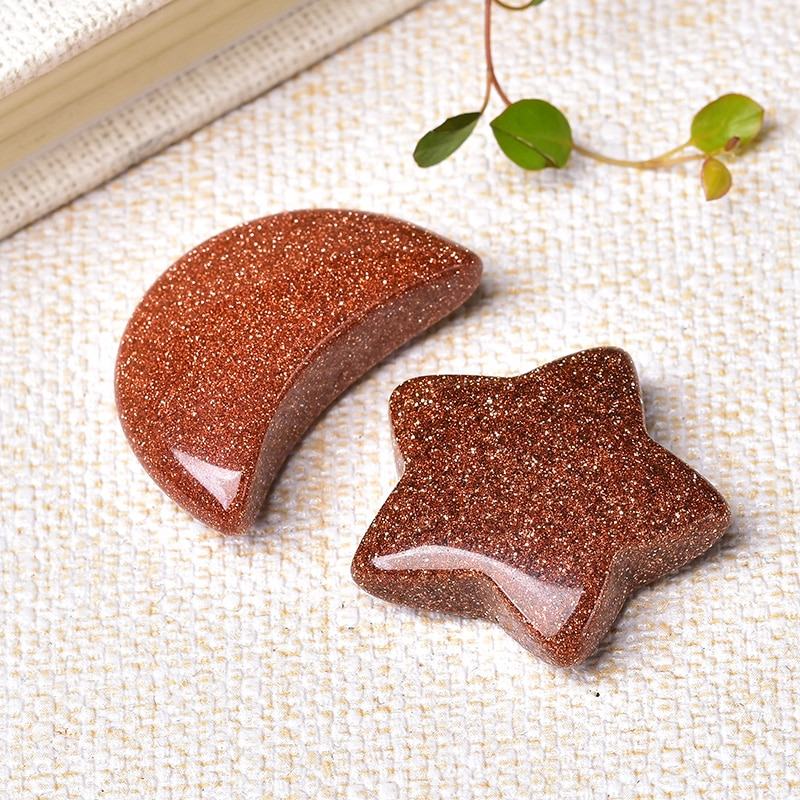 Moon & Star Natural Crystal Decor - Healing Crystal for Home, Office & Meditation - Feng Shui Decor & Spiritual Gifts