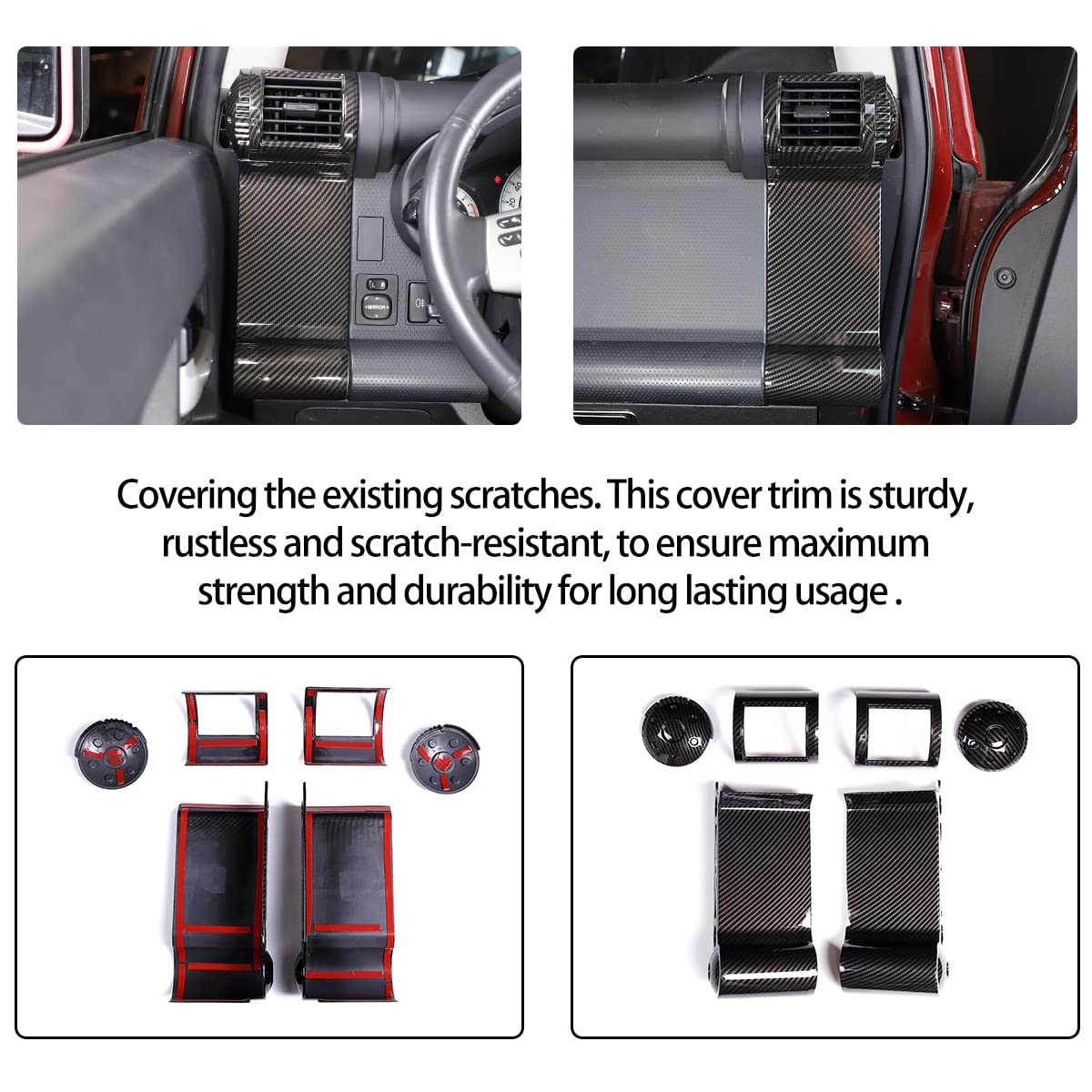 HappyHorse Air Vent Outlet Cover Trim for Toyota FJ Cruiser 2007-2021 - Carbon Fiber Grain AC Vent Panel Frame Protector - Perfect for Off-Roading & Interior Protection