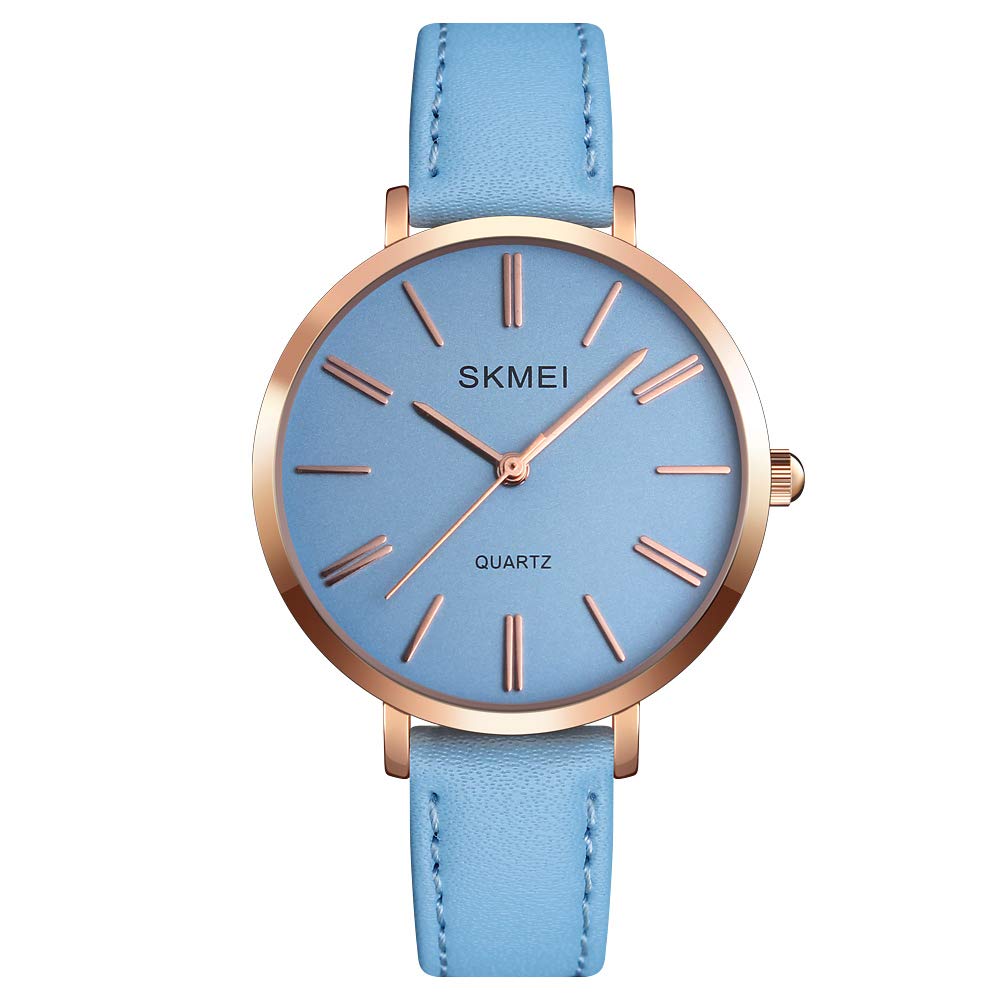 SKMEI Women's Fashion Watch - Elegant Leather Band, Large Face, Waterproof, Minimalist Design with Date & Luminous Hands - Perfect for Casual, Office & Dress Occasions - Ideal Gift for Young Girls & Ladies (White)