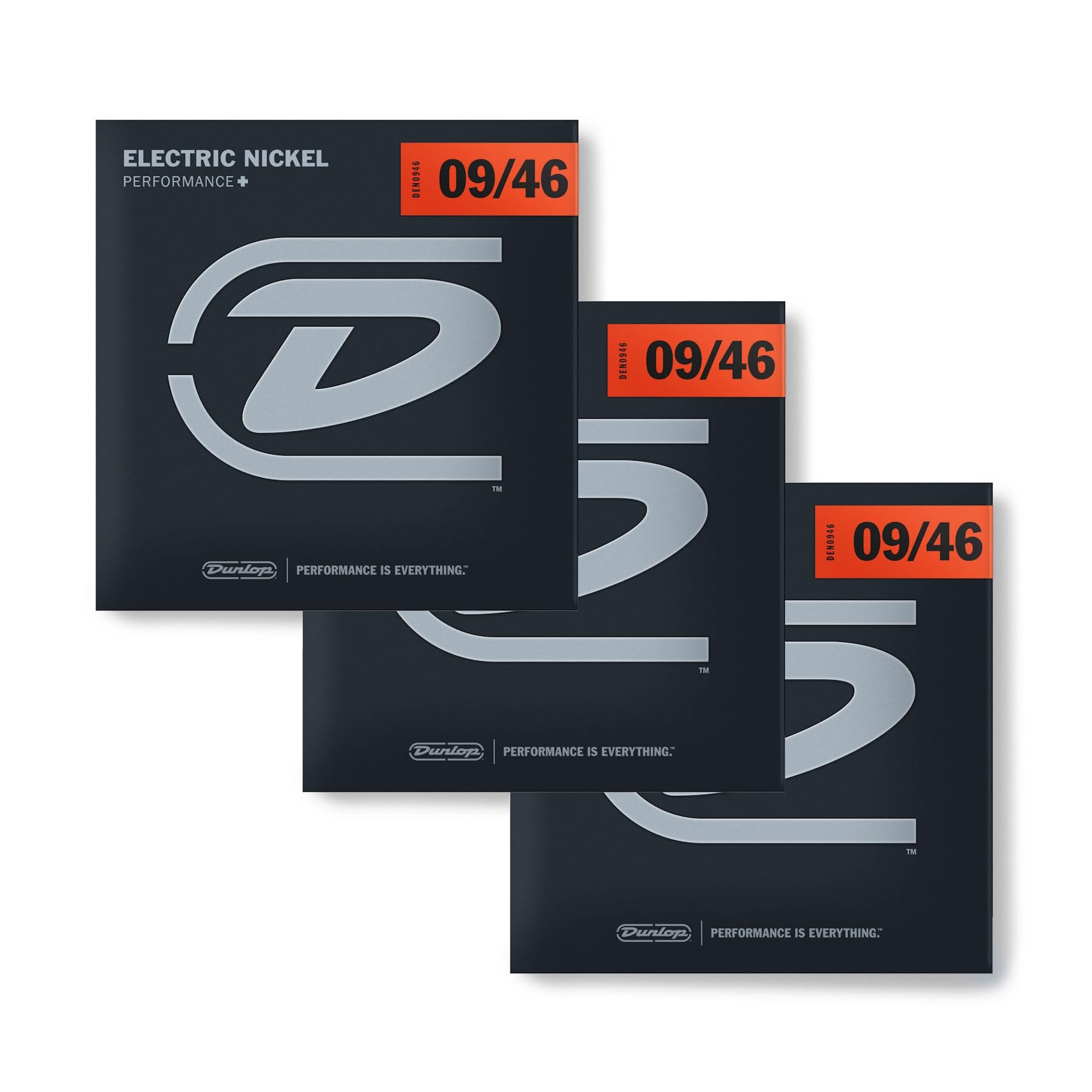 Dunlop DEN0946 Electric Guitar Strings - 3 Sets, Light/Heavy Gauge (0.009-0.046), 6 Strings per Set - Perfect for Rock, Blues & Metal Performances