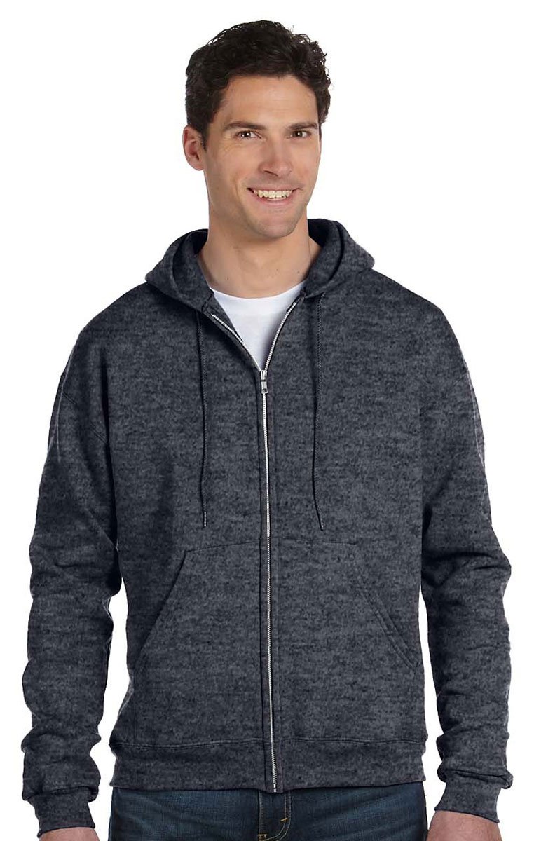 Champion Double Dry Action Fleece Full Zip Hoodie for Men & Women - Charcoal Heather - Moisture Wicking, Breathable & Comfortable for Workouts, Running & Casual Wear