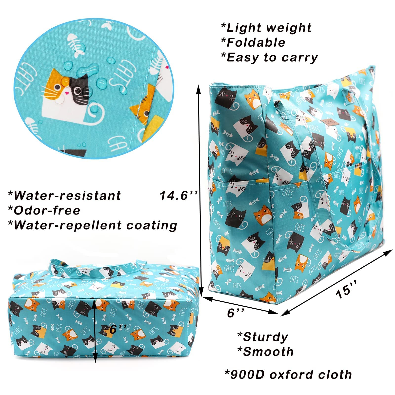 Waterproof Beach Bag - Large Lightweight Tote for Gym, Pool & Travel | Top Zip Closure