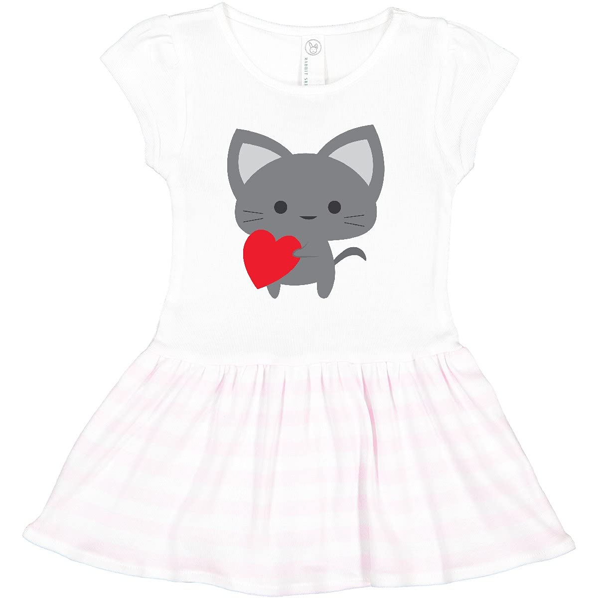 Inktastic Heart Cat Toddler Dress - Cute Cat Print Baby Girl Outfit for Casual Wear & Playdates | Perfect for Daycare, Birthday Parties & Family Photos