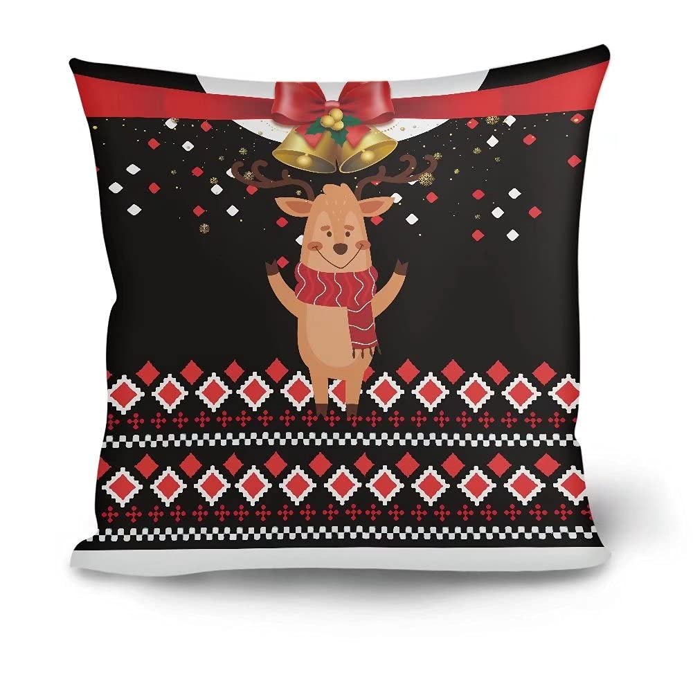 NRBEAWD Christmas Bear Print Throw Pillow Covers 18x18 Inch - Soft Holiday Cushion Cases for Sofa, Bed, Couch & Car Decor - Festive Xmas Home Decor (Black)