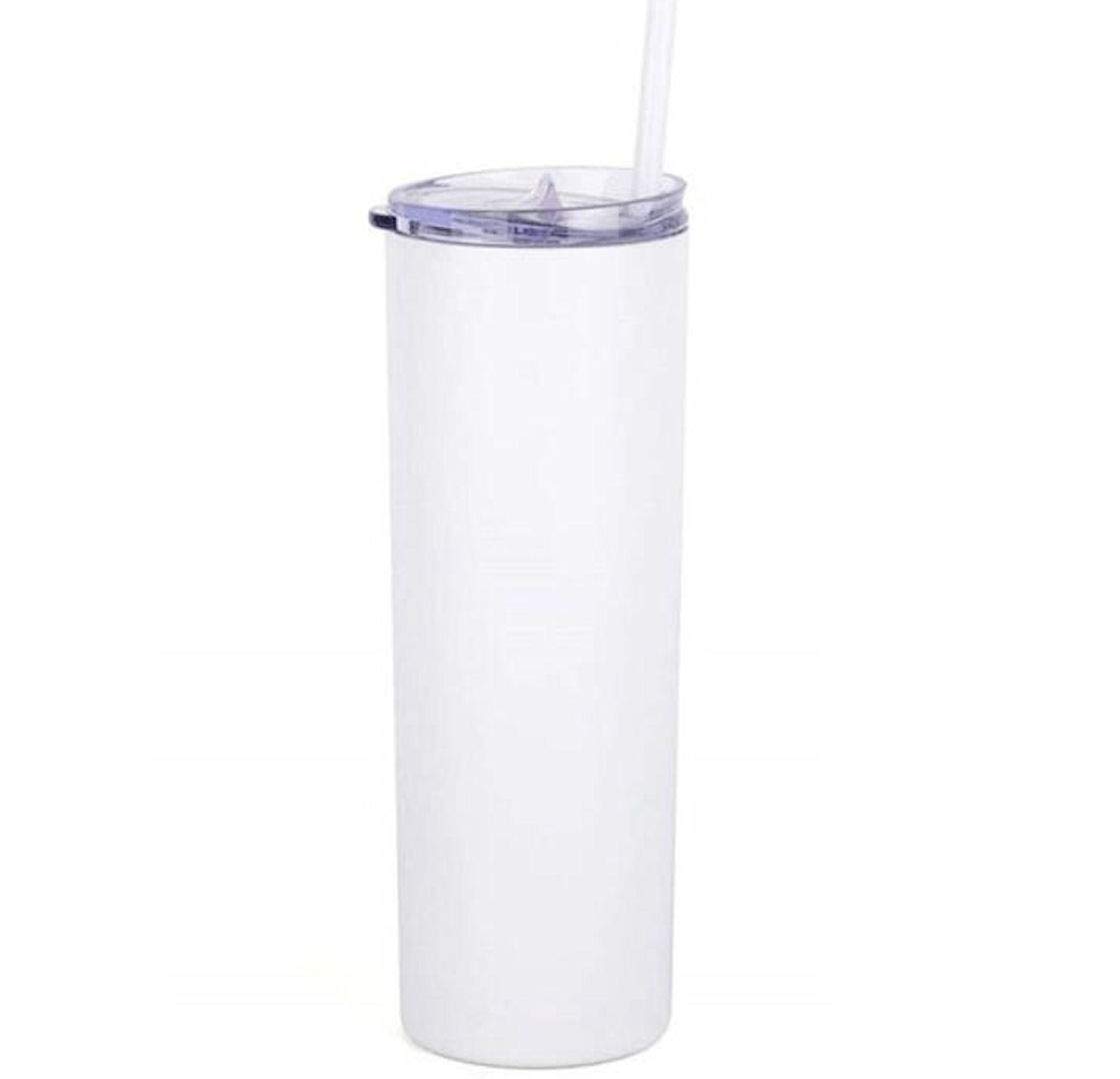 20oz Straight Skinny Sublimation Tumbler with Lid and Straw - 4 Pack - Customizable Insulated Cup for Hot & Cold Drinks - Perfect for Gym, Office, Travel, and Gifts