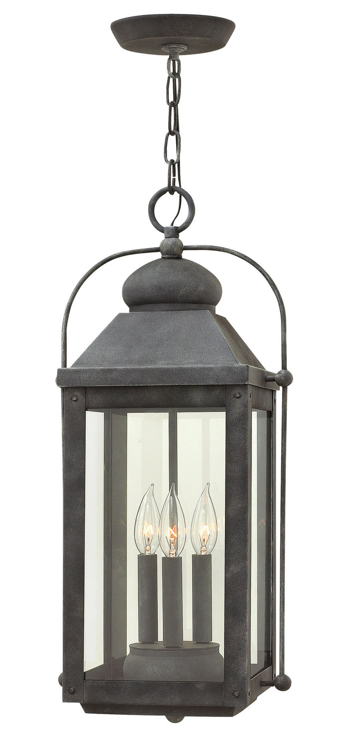 Vintage Style Anchorage LED Hanging Lantern - Aged Zinc Finish Outdoor Lighting for Patio, Garden & Porch Decor