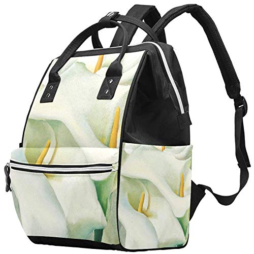 Premium Calla Lilies Diaper Tote Bag - Large Capacity Maternity Backpack for Baby Care, Nursing & Travel | Waterproof Baby Changing Bag with Multiple Pockets | Perfect for Daycare, Outings & Hospital Visits