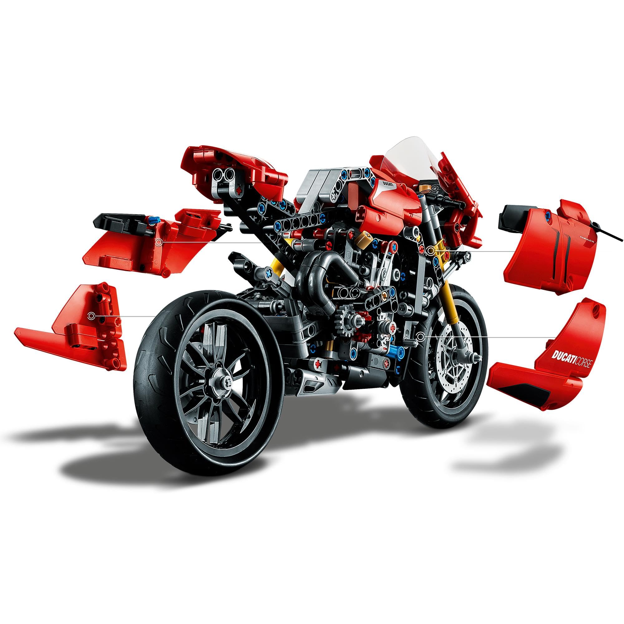 LEGO 42107 Technic Ducati Panigale V4 R Motorcycle Building Kit – Red Toy Bike Model with Gearbox & Suspension – STEM Construction Toy for Kids Ages 10+ – Perfect Gift for Boys & Girls – Great for Bedroom Decor & Motorcycle Enthusiasts