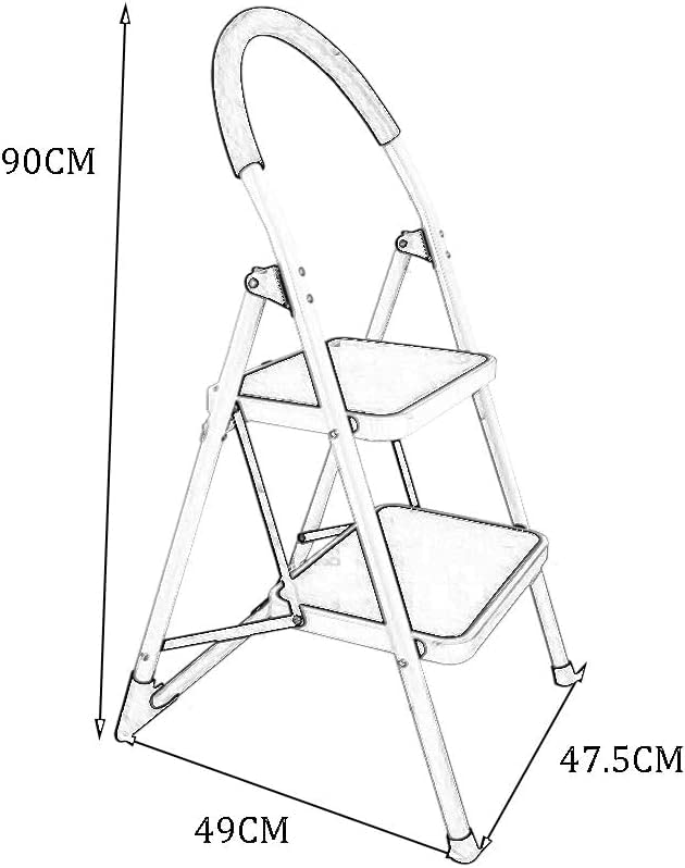 Foldable Metal Step Stool with Handrails - Portable Multifunctional Ladder Stool for Home, Kitchen, Garage & Office Use - Black & White (Model F16N)