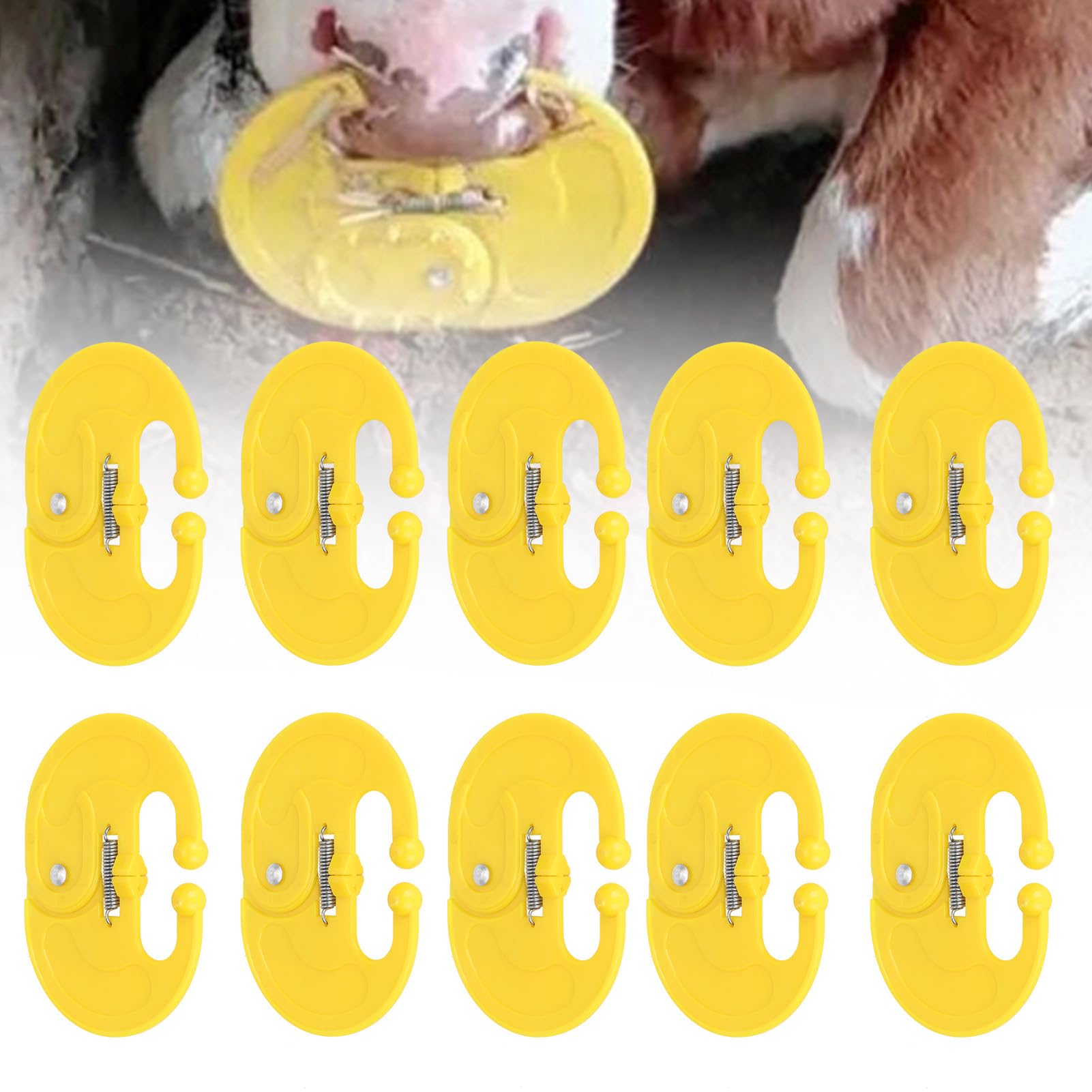 10 Pcs High-Strength Spring Lock Calf Weaner - PP Material Nose Thorn for Milk Sucking Prevention | Durable Weaning Equipment for Dairy Farms & Livestock Management