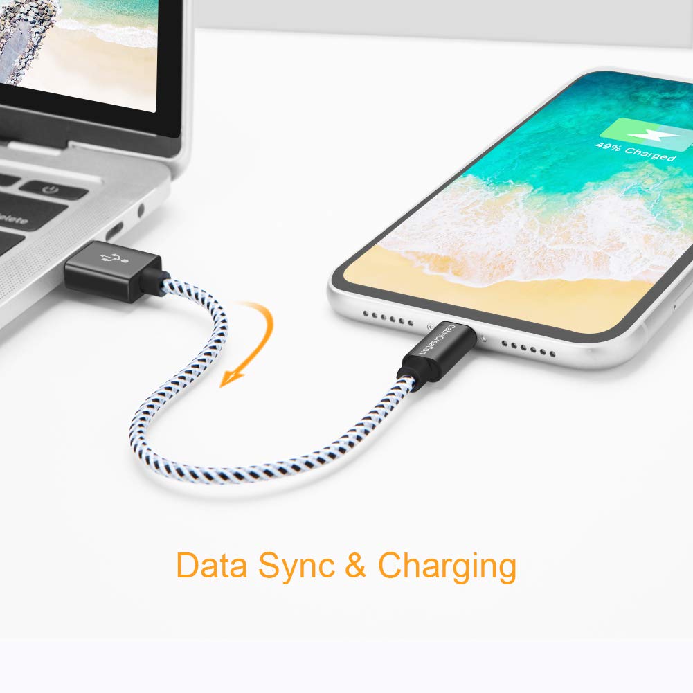 3-in-1 Charging Cable Bundle: 2 Pack 6 Inch USB C Fast Charging Cables + 1 Pack 0.5ft Lightning to USB Sync Cable for iPhone & Android - Perfect for Travel, Car, Office & Home Charging