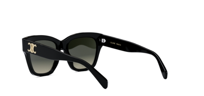 Celine TRIOMPHE CL40253I 01F Shiny Black/Gradient Brown Organic Cat Eye Women's Sunglasses - UV Protection Fashion Shades for Beach, Driving & Outdoor Activities