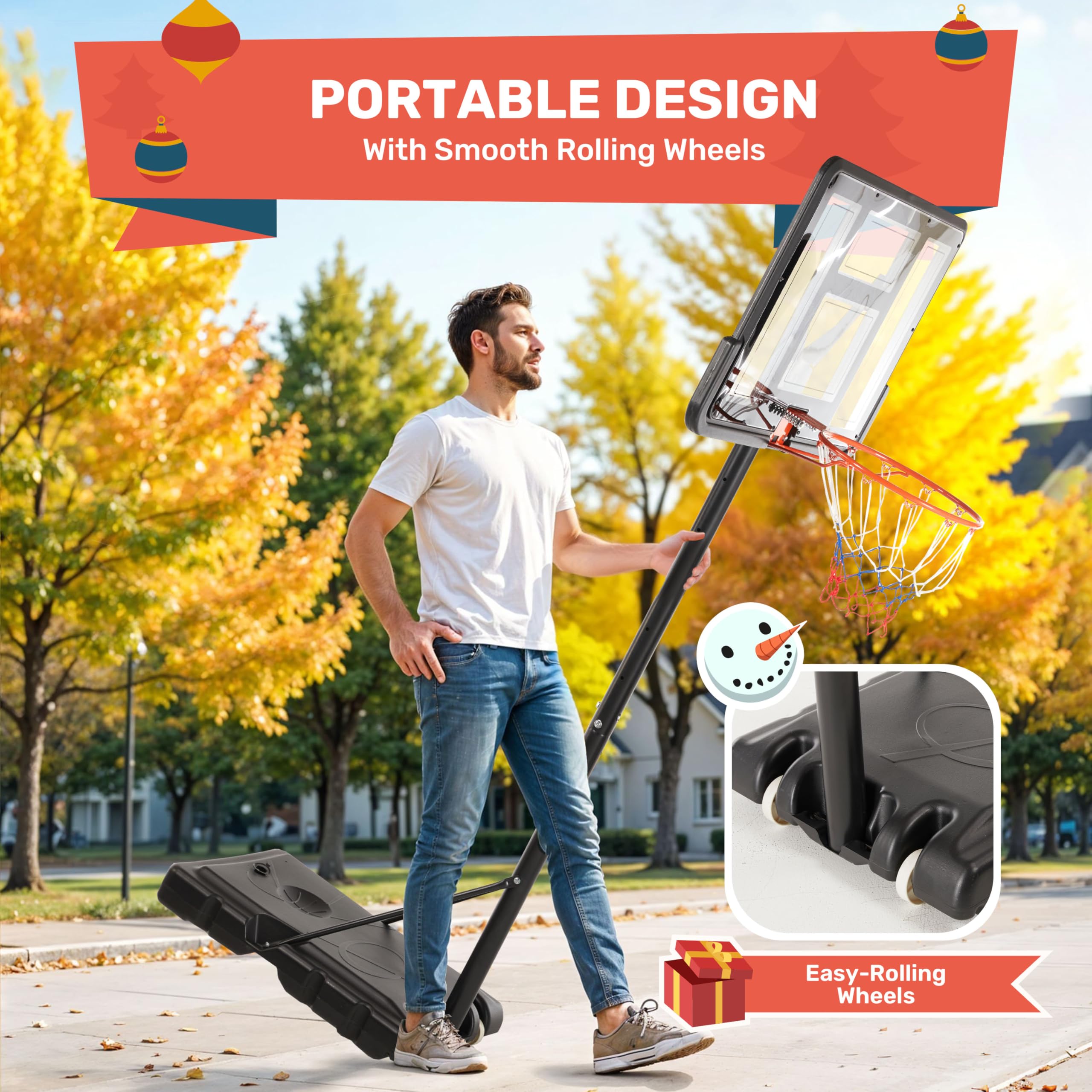 **Simple Deluxe Adjustable 4.2-10ft Portable Basketball Hoop for Outdoor Use - 44