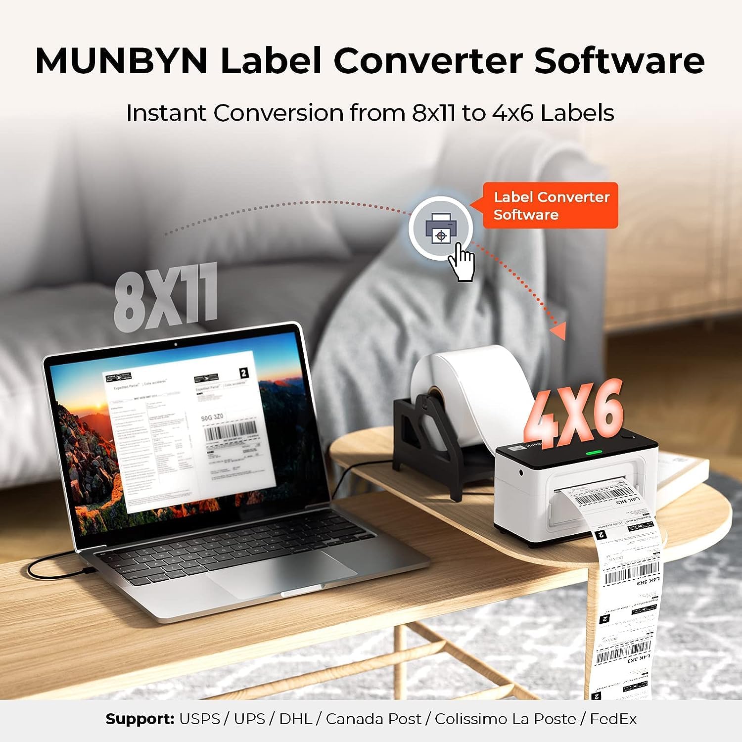 MUNBYN Bluetooth Thermal Label Printer 4x6 - USB Shipping Label Printer for Home & Small Business - Compatible with Amazon, Etsy, Shopify, eBay, FedEx, UPS, Canada Post - Perfect for Ecommerce, Warehouse & Shipping Labels