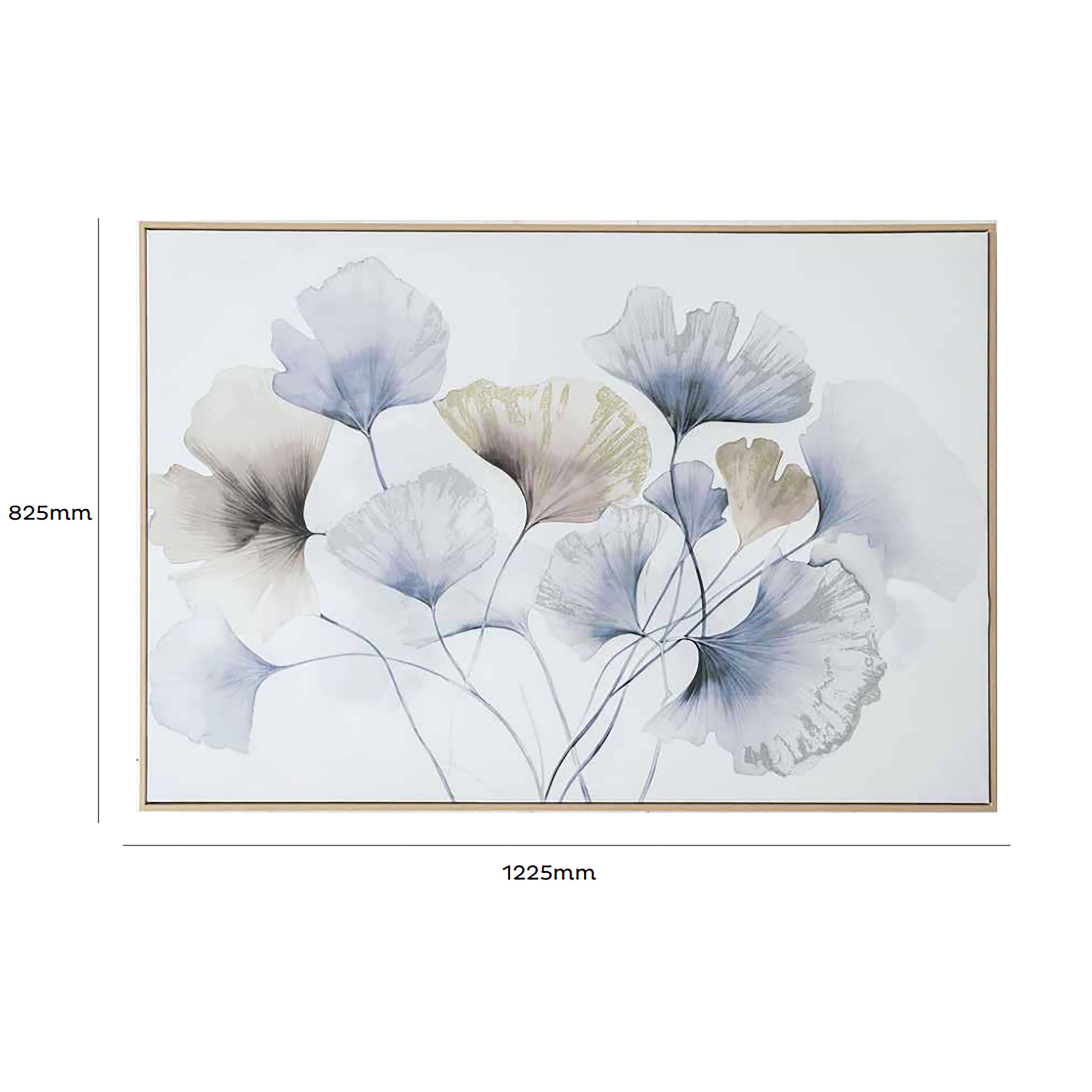 Urban Style Brushmarks Embellished Canvas Blue Ginko Wall Art - Perfect for Living Room, Bedroom & Office Decor
