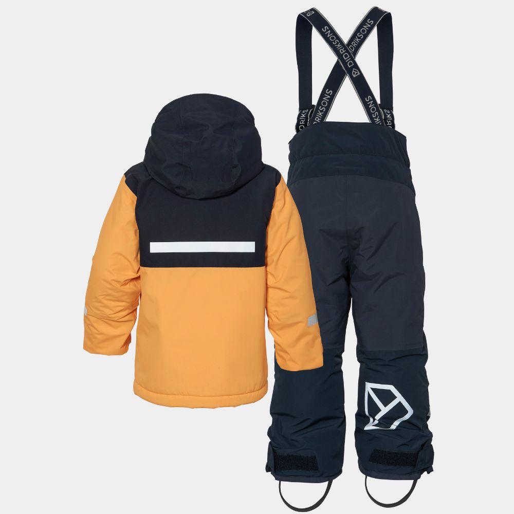 Didriksons Skare Kids Ski Jacket & Pants Set - Waterproof Winter Snowsuit for Boys & Girls, Insulated Fire Yellow Ski Outfit for Cold Weather - Perfect for Skiing, Snowboarding & Outdoor Winter Activities