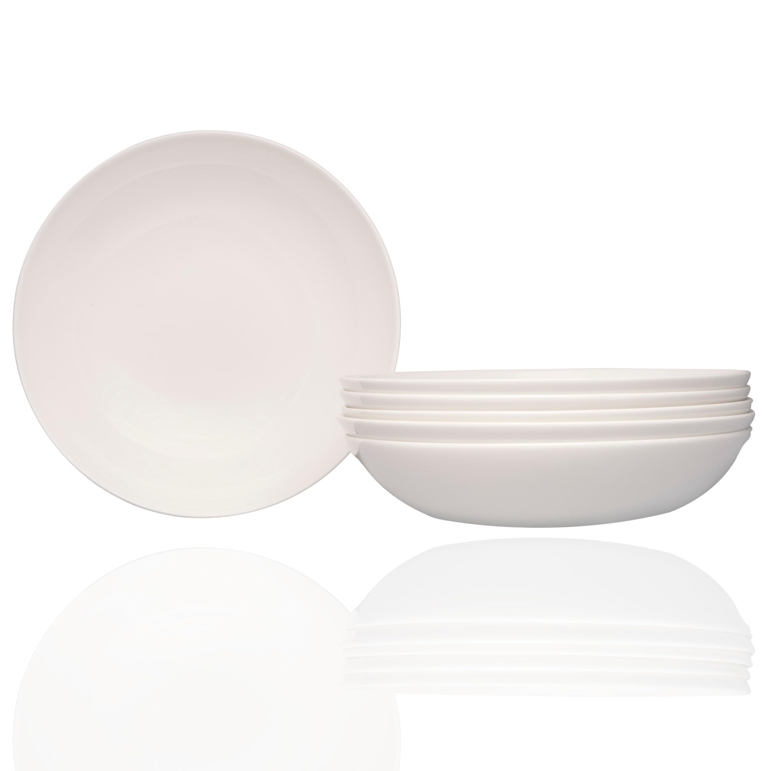 Premium 26oz Round Soup Bowls Set of 6 - Red Vanilla White Extreme - Durable Porcelain for Soup, Salad, Pasta & Desserts - Microwave & Dishwasher Safe for Home & Restaurant Use