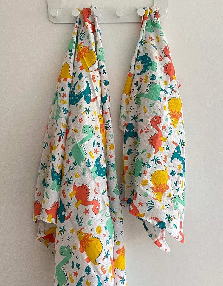 Lunanino 2 Pack Ultra Soft 100% Cotton Muslin Swaddle Blankets for Newborns - Breathable Baby Wrap Blanket Set for Boys & Girls - Perfect for Swaddling, Nursing, Stroller & Photo Shoots - Gift Box Included