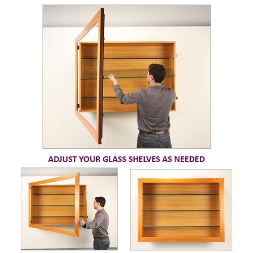 24x36 Inch Wide Wood Framed Shadow Box Display Case with Glass Shelves - 16 Inch Depth for Collectibles, Memorabilia & Awards - Perfect for Home, Office or Retail Display