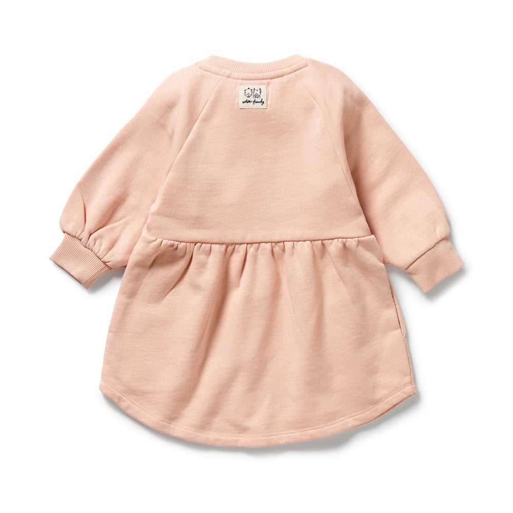 Blush Pink Organic Terry Sweat Dress for Women | Soft Lounge Dress for Relaxing at Home | Cozy Casual Wear for Yoga, Running Errands & Weekend Outings