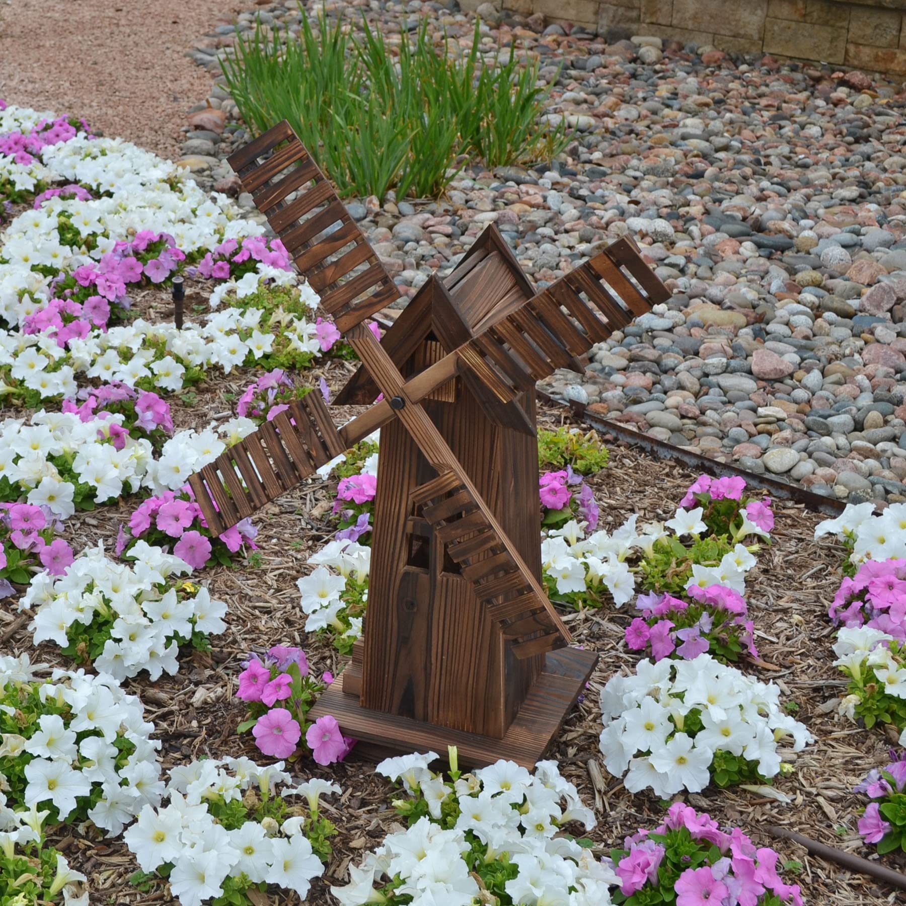 Westcharm Wooden Dutch Windmill Outdoor Decor - Classic Garden Windmill for Backyard, Patio & Lawn | Perfect for European-Style Garden Themes & Rustic Yard Decorations