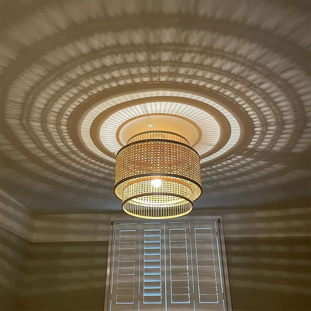 Handmade Japanese Style Rattan Chandelier - Creative Hanging Pendant Lamp for Dining Room, Living Room, Bedroom & Tea Room - E27 Bulb Ceiling Light - Perfect for Boho Home Decor and Asian-Inspired Interior Design