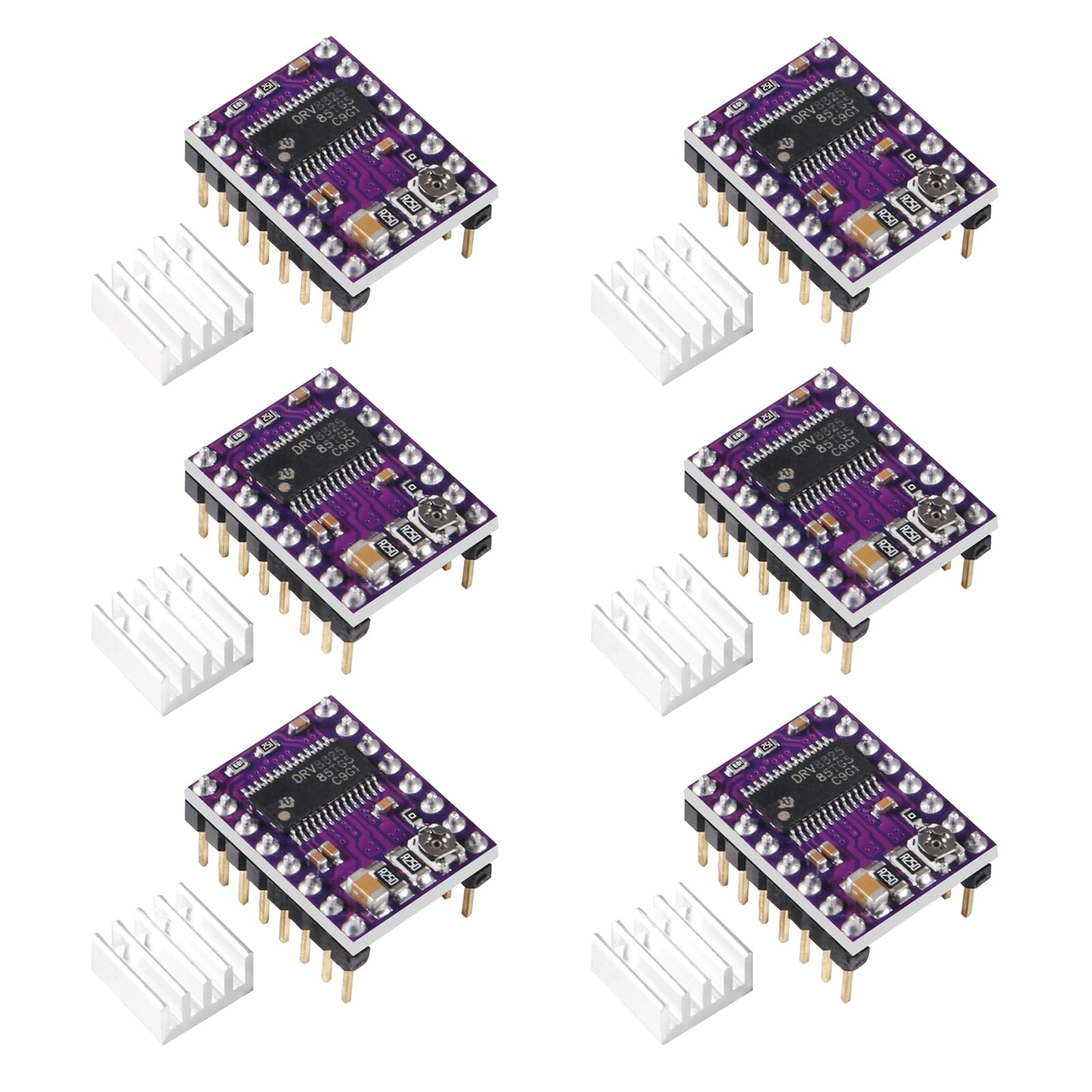 DRV8825 Stepper Motor Driver Module - 6pcs with Heat Sink for 3D Printer, CNC Machine, Robotics | DIY Reprap Projects & Industrial Automation Solutions
