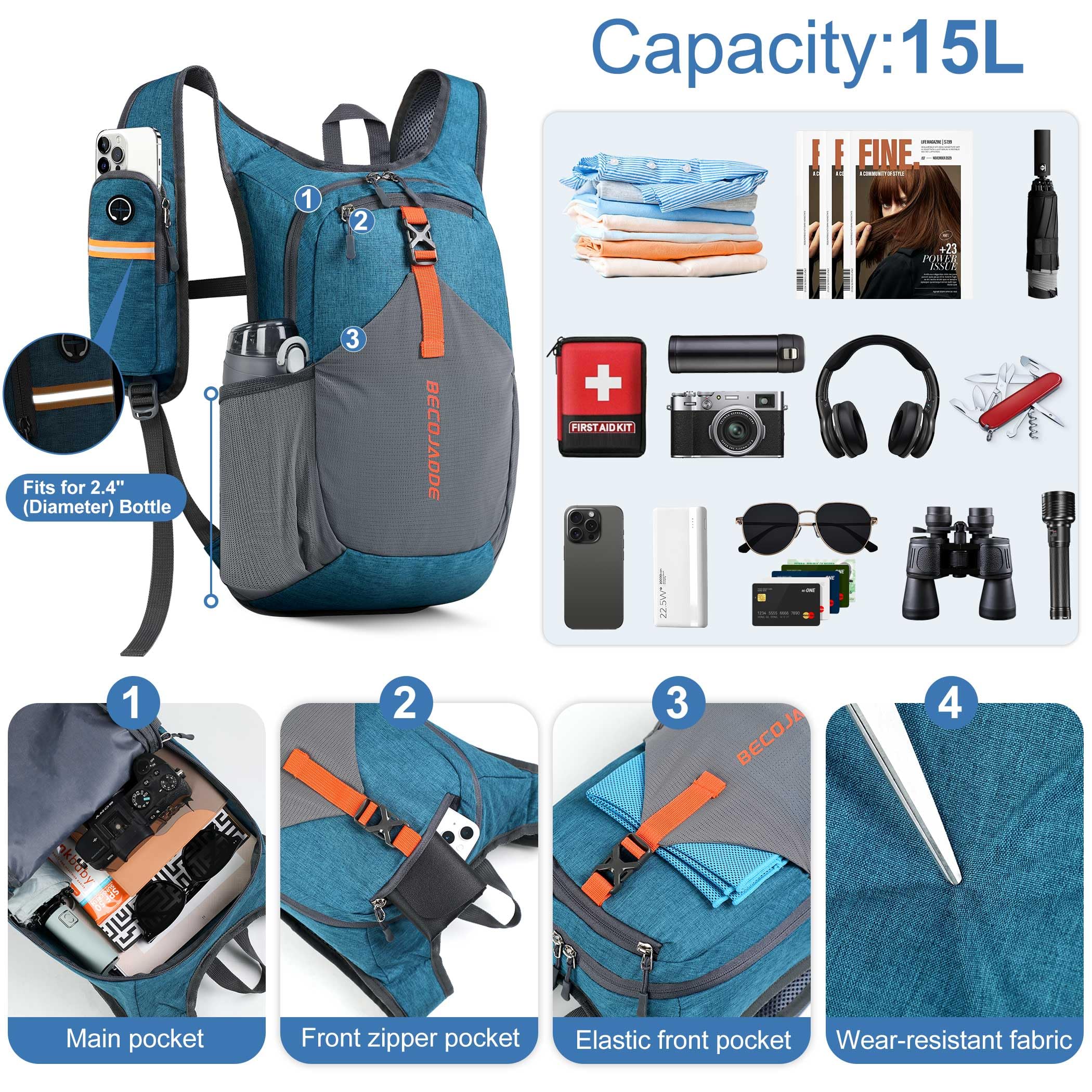 15L Ultralight Foldable Hiking Backpack for Men & Women - Packable Daypack for Travel, Camping & Outdoor Adventures (Turquoise) | Perfect for Day Hikes, Commuting & Weekend Getaways
