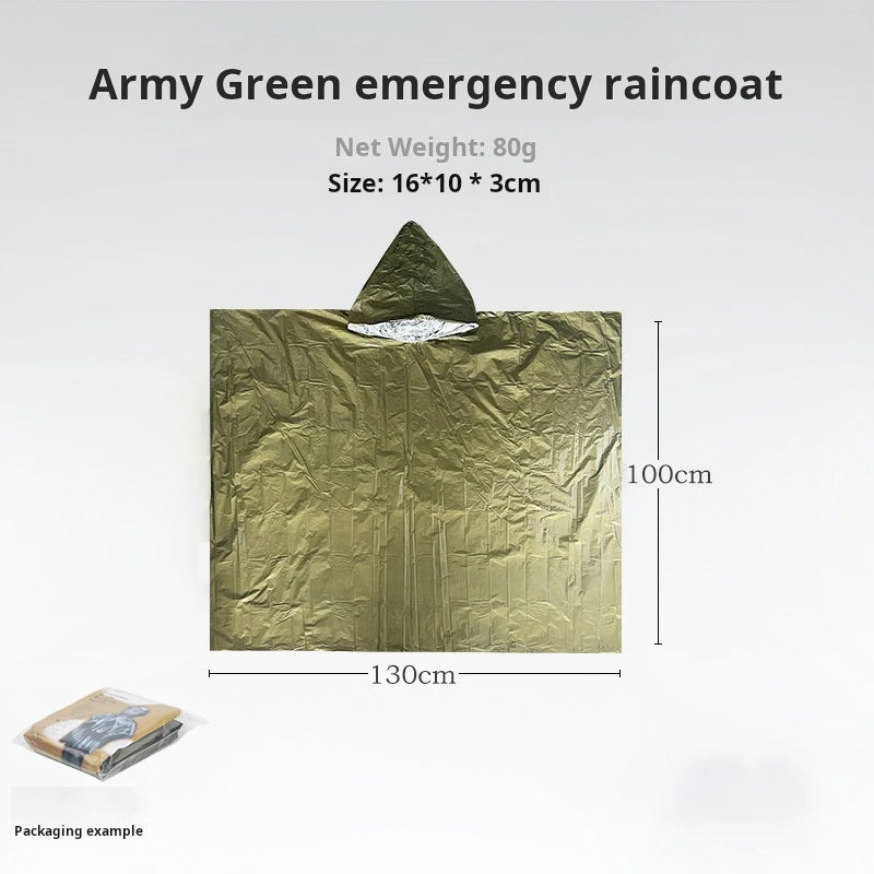 Emergency Thermal Rain Poncho - Waterproof & Windproof Survival Gear for Hiking, Camping & Outdoor Adventures - Lightweight & Compact for Emergency Kits