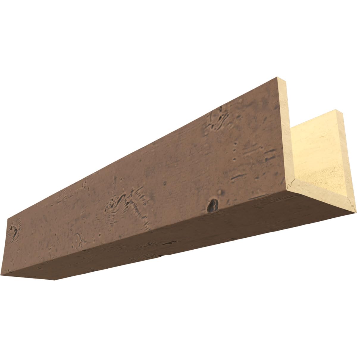 Ekena Millwork BMKP3C0040X040X096ZD 3-Sided U-Shaped Knotty Pine Endurathane Faux Wood Ceiling Beam - 4