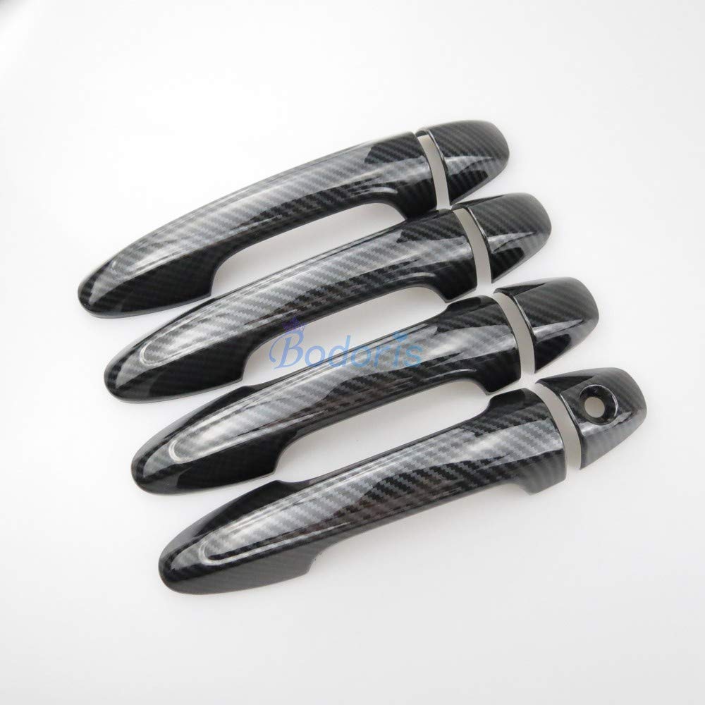 Carbon Fiber Door Handle Cover for Toyota RAV4 2014-2018, Hilux Revo 2015+, Innova & Fortuner 2016 - Premium Car Styling Accessories | Easy Installation & Weatherproof Protection | Perfect for Off-Road Adventures & Daily Commutes
