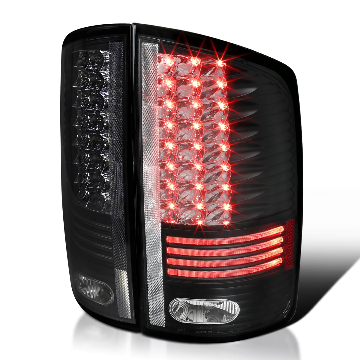 Spec-D Tuning Black LED Tail Lights for 2002-2006 Dodge Ram 1500/2500/3500 - Left & Right Pair Assembly - Enhanced Visibility & Style for Pickup Trucks