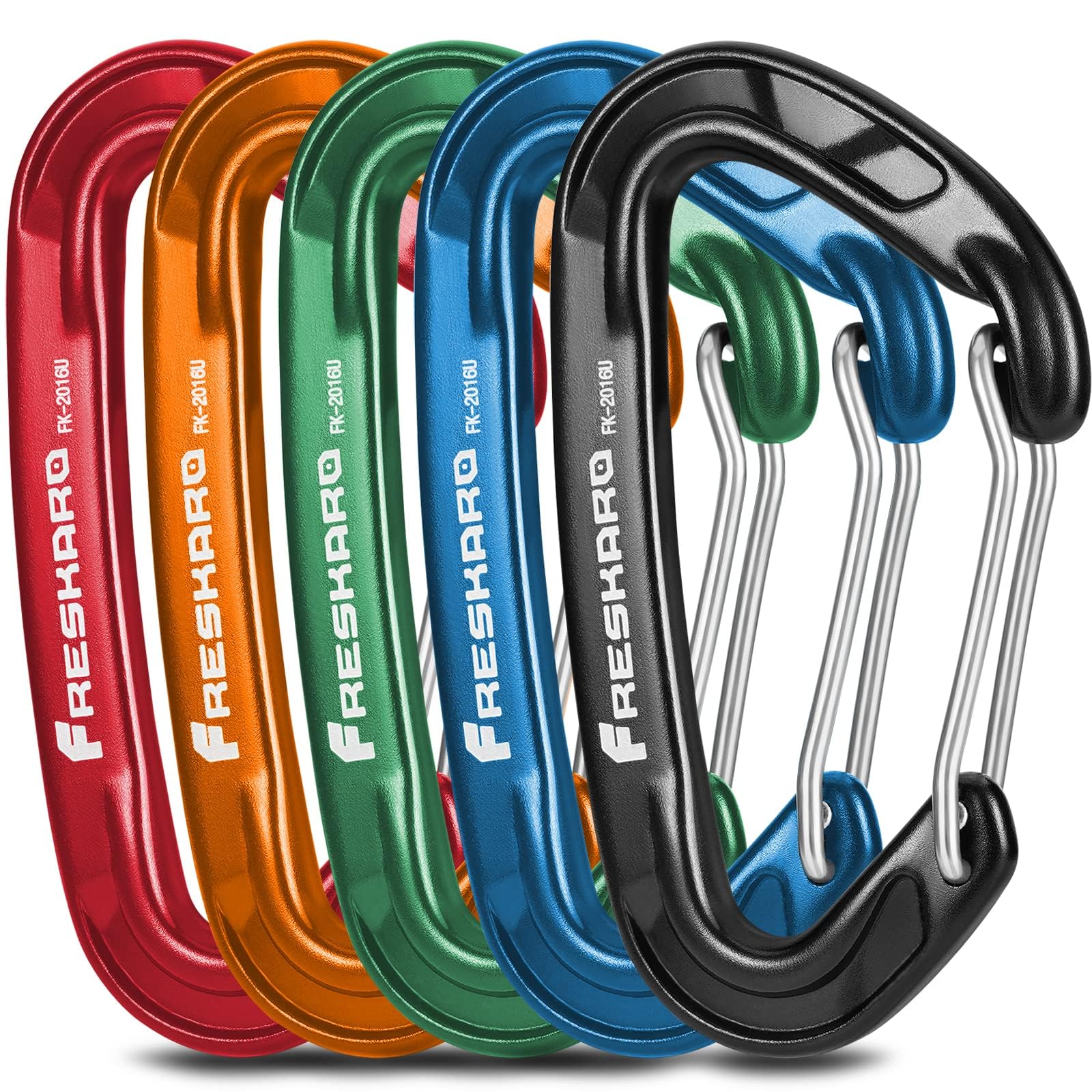 FresKaro 15kN-3372lbs Heavy Duty Wiregate Carabiners - Stainless Steel Spring Gate for Camping, Hiking, Hammocks, Backpacking & Dog Leash (3.15 Inch) - Perfect for Outdoor Adventures, Rock Climbing & Gear Organization