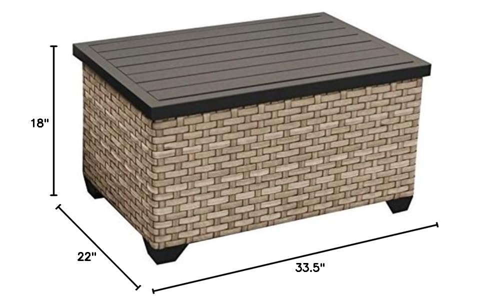 BOWERY HILL Wicker Storage Coffee Table - Outdoor Rattan Side Table with Hidden Compartment | Perfect for Patio, Garden, Porch & Living Room Decor