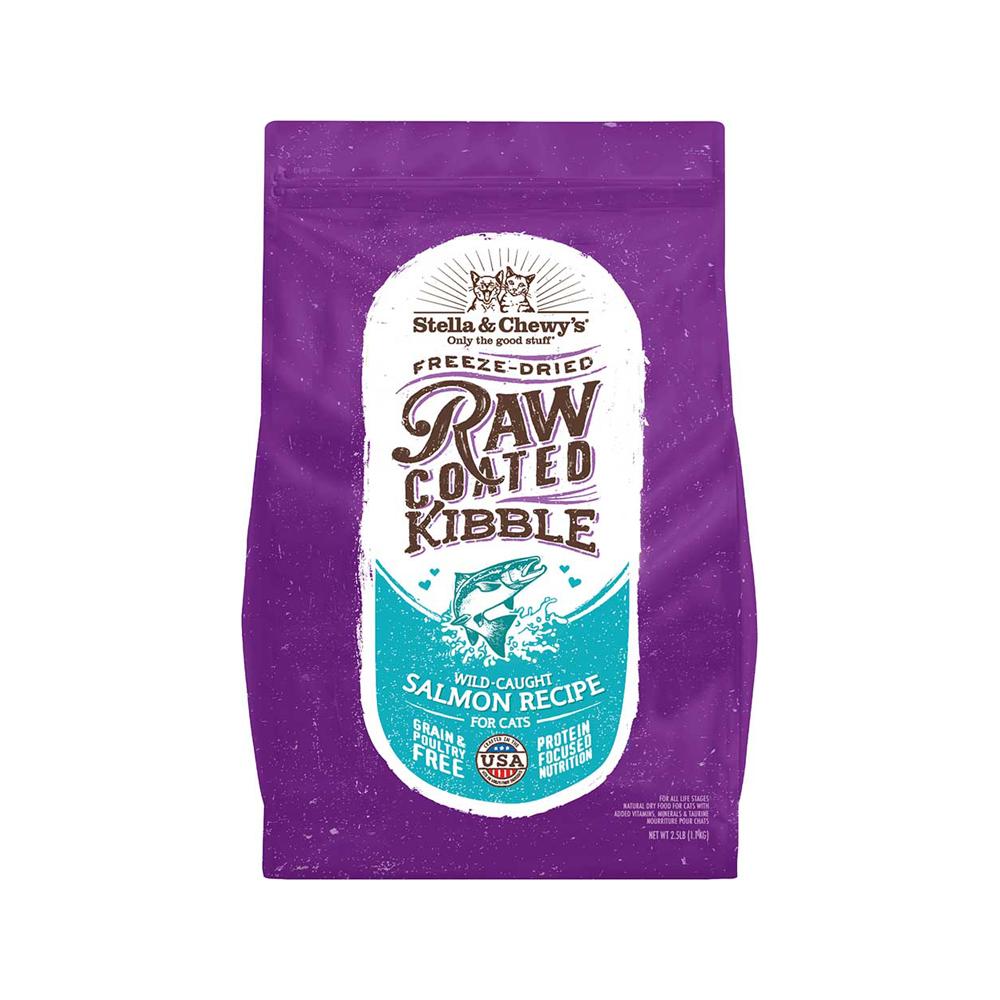 Premium Freeze-Dried Wild Caught Salmon Cat Food - Grain-Free Raw Coated Dry Kibble for Adult & Senior Cats - Perfect for Indoor Cats, Picky Eaters & Sensitive Stomachs