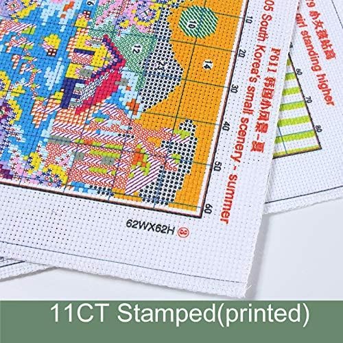 Happy Forever 11CT Stamped Cross Stitch Kits for Beginners - DIY Preprinted Embroidery Kit with Flower Vase Design (H147 Lovely Vase, 21''x19'') - Perfect for Home Decor, Gift Giving & Relaxing Crafts
