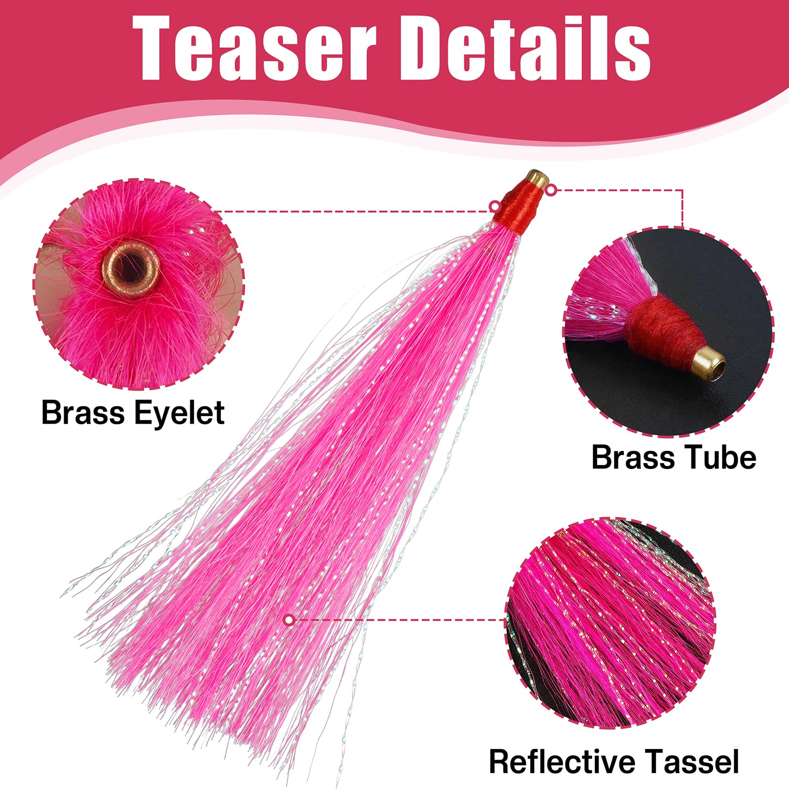 Premium Saltwater Fishing Lures - Bucktail Teasers & Trolling Skirt Lures for Cod, Flounder, Seabass | Flounder Rig Sliding Tube Teaser | Ideal for Deep Sea Fishing & Trolling