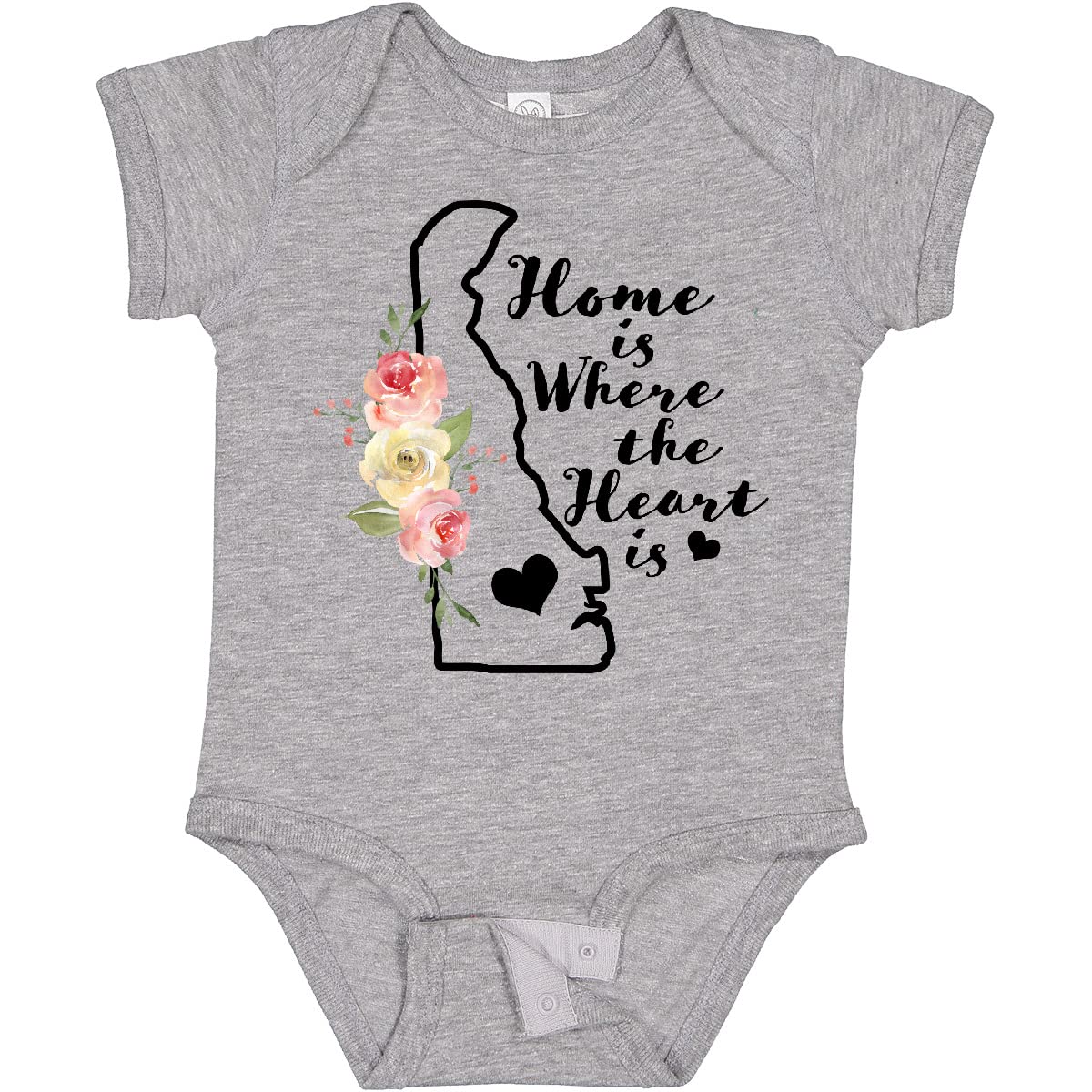 Inktastic Delaware Home Is Where the Heart Is Watercolor Baby Bodysuit - Soft Cotton Onesie for Newborns, Infants & Toddlers - Perfect for Family Photos, Holidays & Everyday Wear