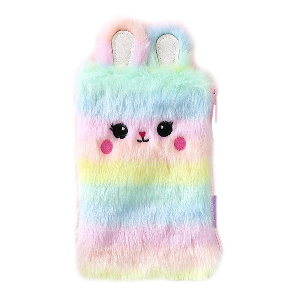 Soft Plush Cosmetic Bag for Women & Students - Cute Makeup Clutch with Zipper & Chain - Perfect for School, Travel, and Daily Essentials Organization